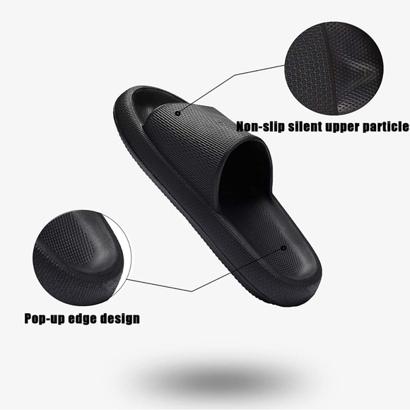 New - Slides slippers 7.5-8 Women’s/6.5-7 Men in Black - Picture 8 of 11